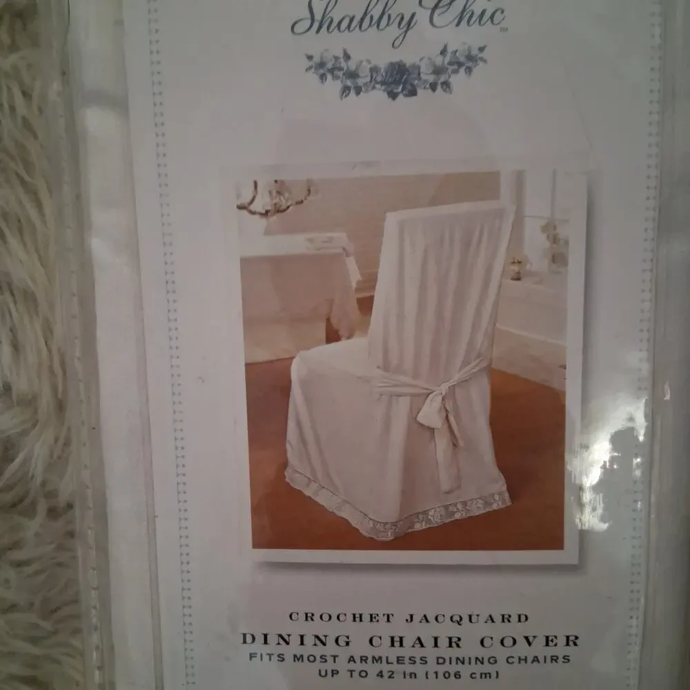 Simply Shabby Chic new dining chair cover cream fits most armless chairs to 42